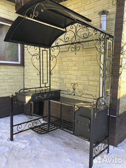 Кованый мангал с печкой