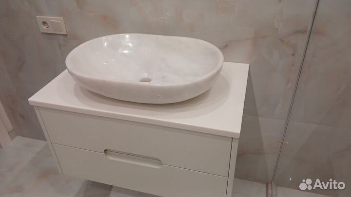 Столешница для ванной из акрилового камня