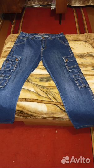 Джинсы широкие мужские синие