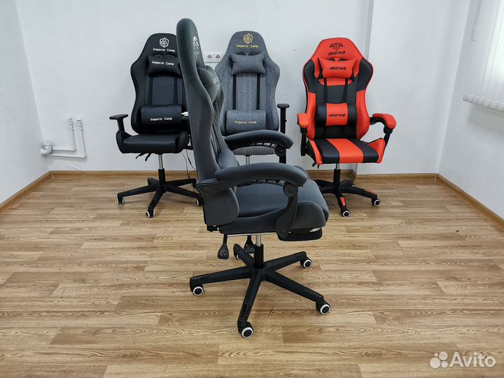 Компьютерное кресло игровое ткань. Темно серый