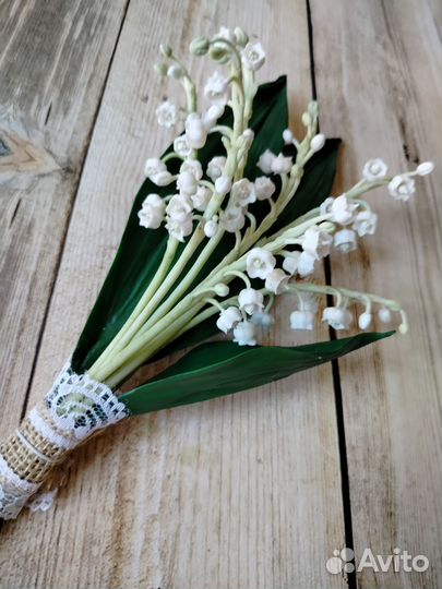 Букет цветы ландыши из холодного фарфора