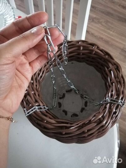 Кашпо подвесное из ротанга, ручная работа