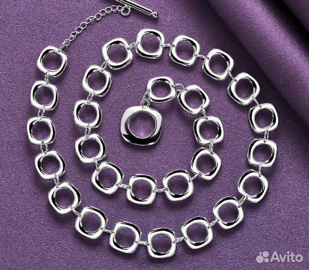Серебряное модное колье