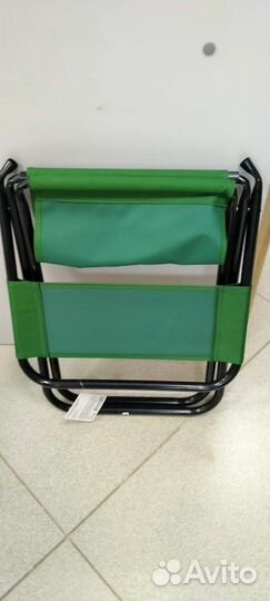 Стул походный складной со спинкой зеленый