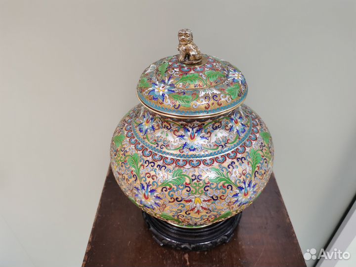 Ваза Китай 1950 год клуазоне перегородчатая эмаль