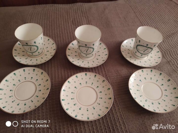 Кофейные чашки фарфор, деколь, золочение. лфз