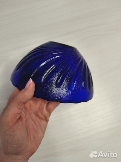 Винтажный салатник синее стекло