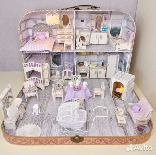 Кукольный домик чемодан, мебель, для лол, барби
