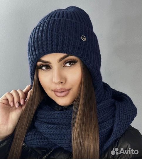 Шапка и снуд 7 расцветок для девочек