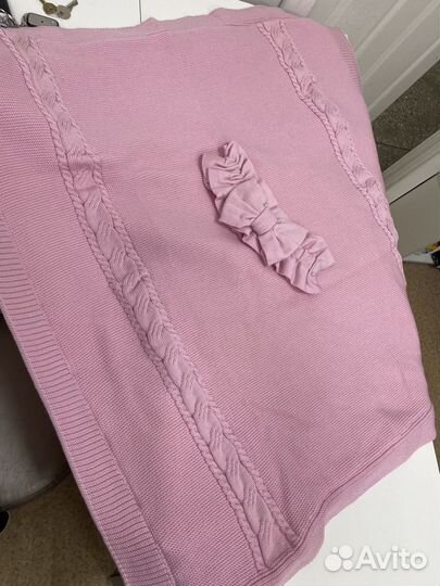 Одеяло плед с бантом новый на меху