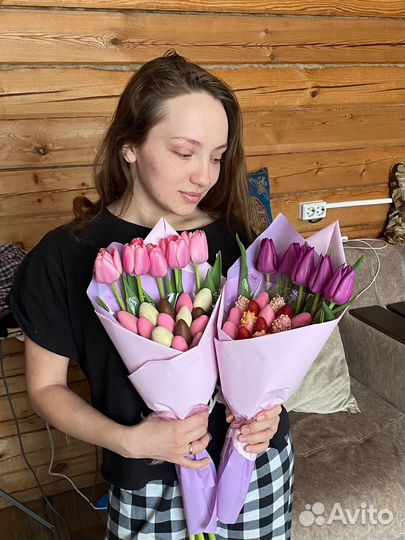 Букет с клубникой в шоколаде/ наборы / 8 марта