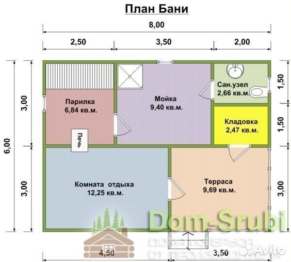 Боровск. Хорошая надёжная Баня из бруса Б-36 (8х6)