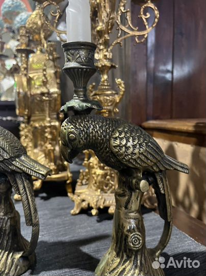 Подсвечник. Попугай. Бронза. Винтаж из Европы