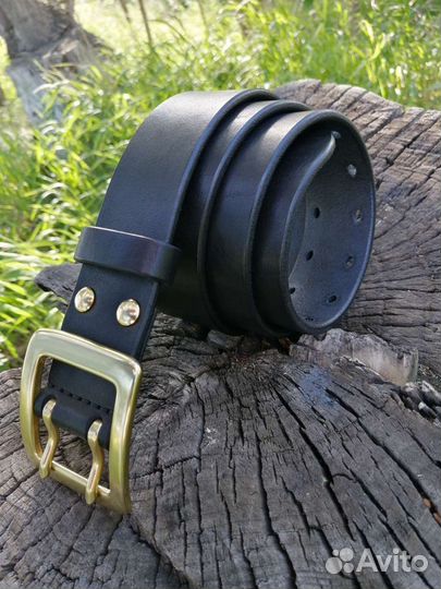 Джинсовый мужской ремень кожаный