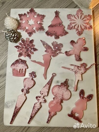 Елочные игрушки из эпоксидной смолы