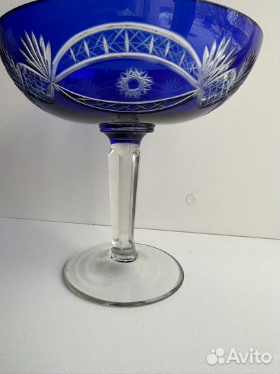 Ваза для фруктов цветной хрусталь