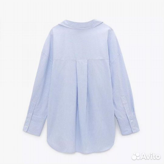 Рубашка из хлопка Zara в голубую полоску