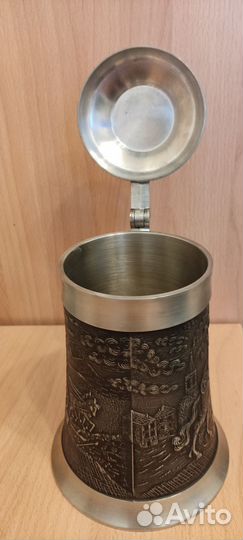 Оловянная пивная кружка с крышкой