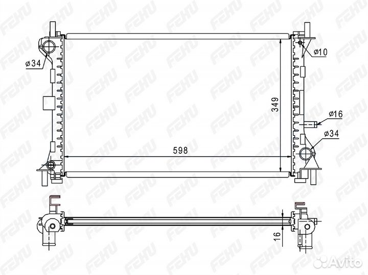 Радиатор охлаждения основной Форд Фокус 1 1.6/1.8