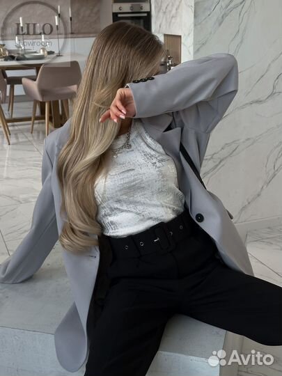 Пиджак серый оверсайз S-M