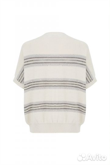 Футболка вязаная из хлопка с пайетками