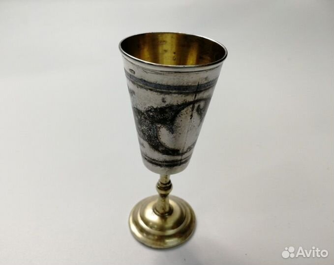 Рюмка 25 мл серебро 875 Звезда позолота чернь