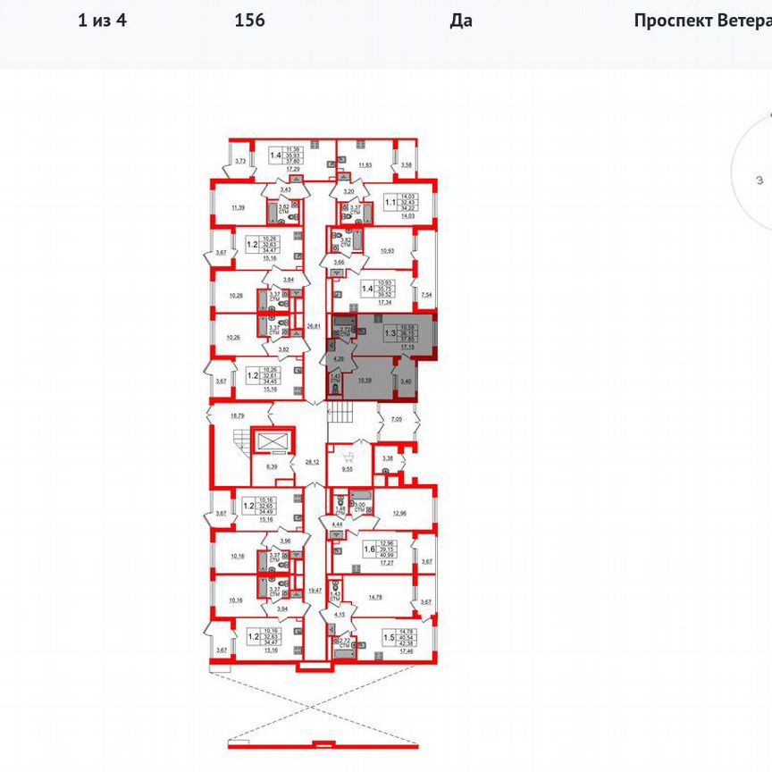 1-к. квартира, 36,2 м², 1/4 эт.