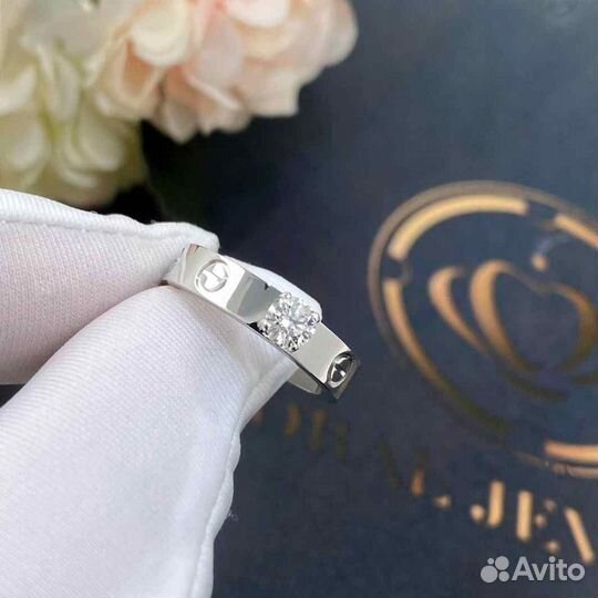 Cartier Love Solitaire кольцо, белое золото