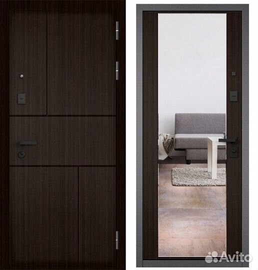 Металлические двери с зеркалом