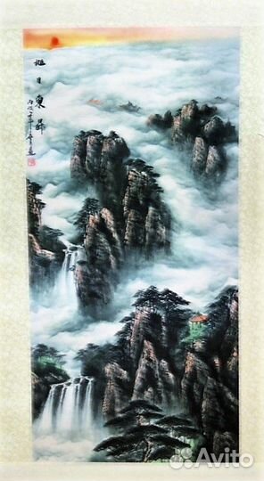 Панно Пейзаж - живопись шелк,140см.SO29 ru*100