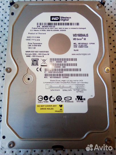 Жёсткие Диски Western Digital 160 GB и 120 GB. 2шт