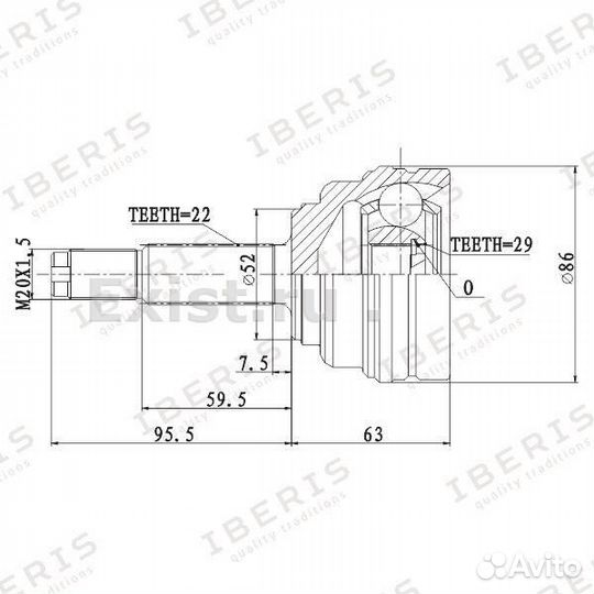 Шрус Lanos Nexia 8 кл наружный 96257804