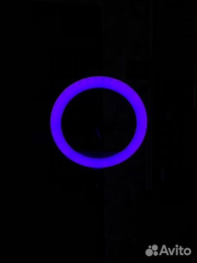 Лампа кольцевая со штативом цветная 33 см