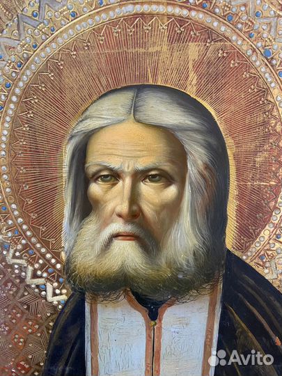 Икона Распятие и Серафим Саровский