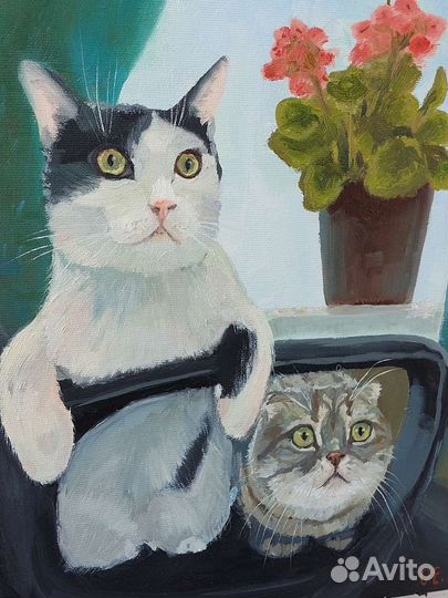 Картина маслом Кот Кошка