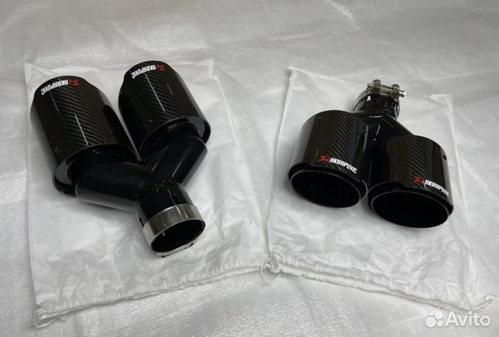 Насадки 101мм Акрапович Black carbon BMW глушителя