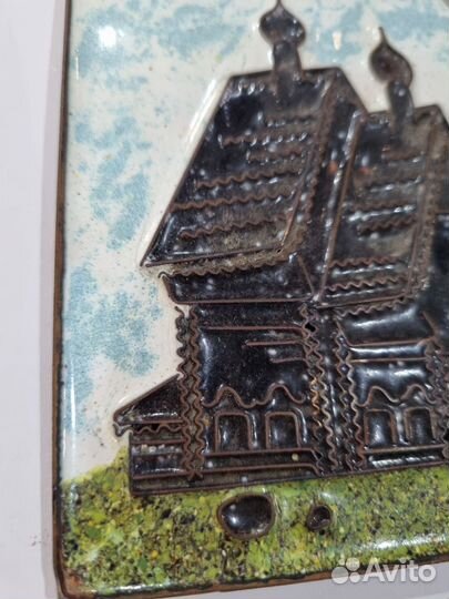 СССР.Декоративное настенное панно Церковь, медь
