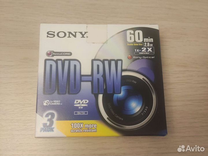 Диски Sony DVD+RW и DVD-RW 60 min для видеокамер