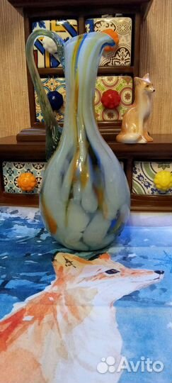 Кувшин цветное стекло СССР