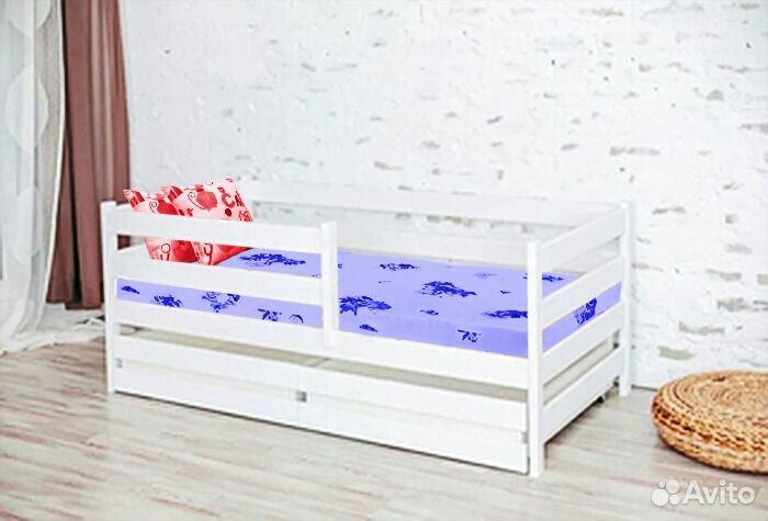 Кроватка софа эко из массива высокий борт от 2х ле