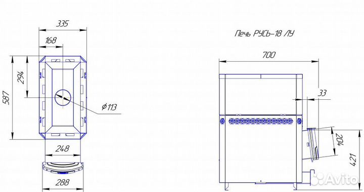 Печь для бани русь 18 Л