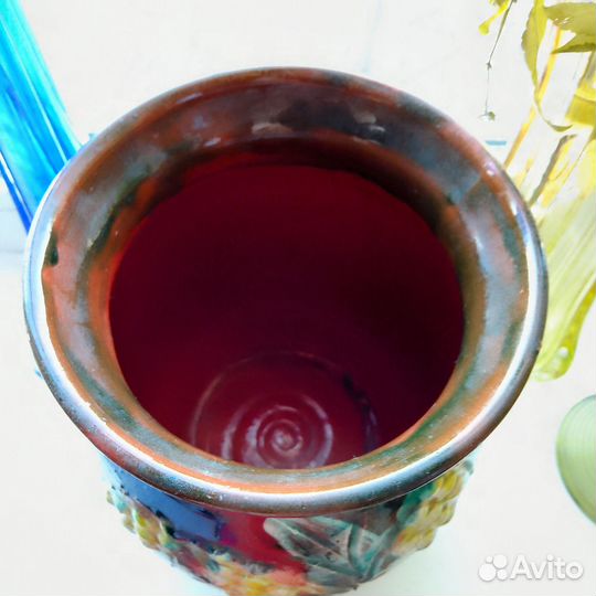 Ваза цветная Гжель майолика керамика Винтаж