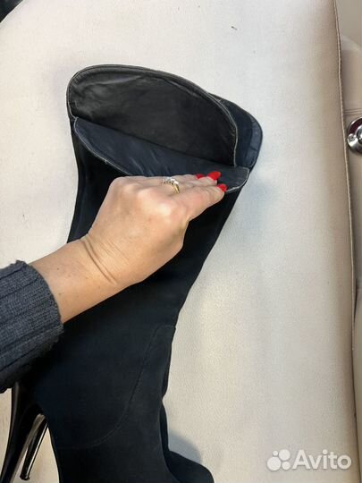 Сапоги женские демисезонные замшевые