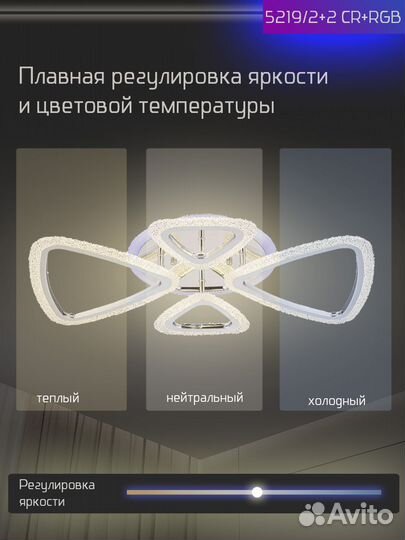 Люстра светодиодная Эстель RGB подсветка Пульт