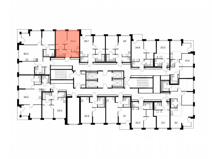 1-к. квартира, 34,4 м², 12/32 эт.