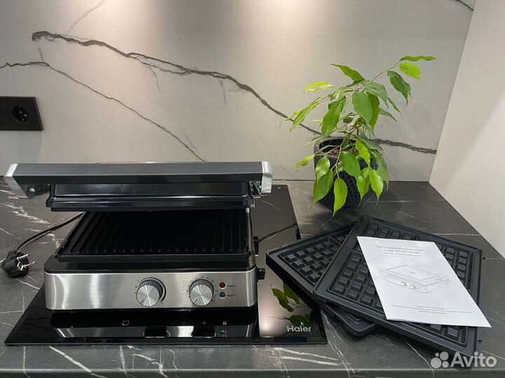 Новый Гриль электрический + вафельница 2в1
