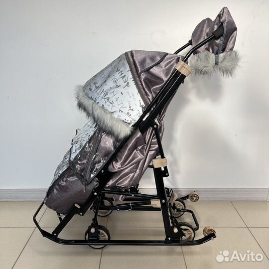 Санки коляска со светоотражающей вставкой
