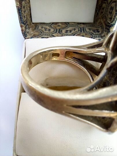 Винтажное кольцо с марказитами и бирюзой