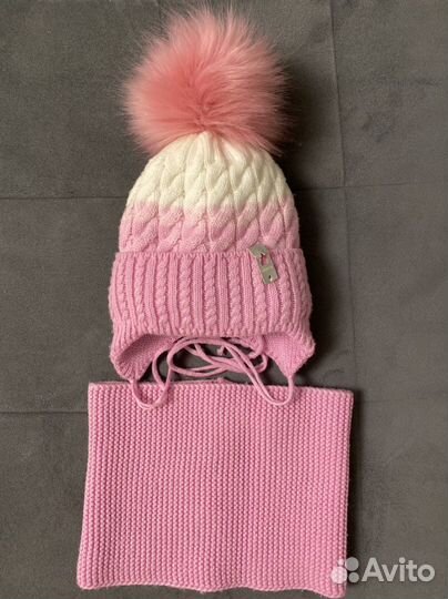 Шапка и снуд для девочки зима