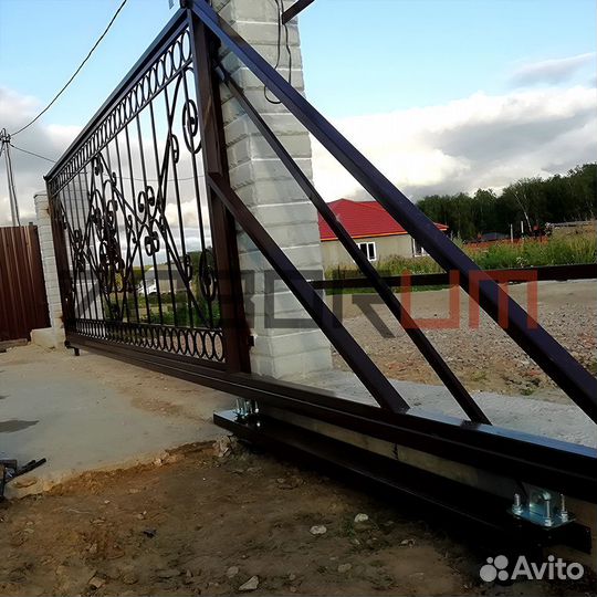 Откатные ворота на винтовых сваях в Коломне